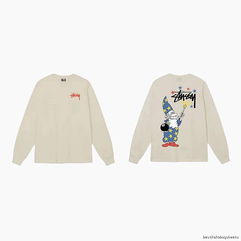 Stussy cartoon print beige long-sleeve