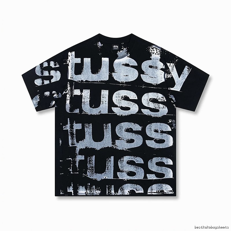 Stussy graffiti-style black T-shirt with letters