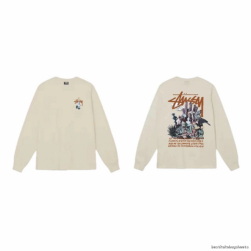 Stussy Print Retro Style Long-Sleeve (Off-White)