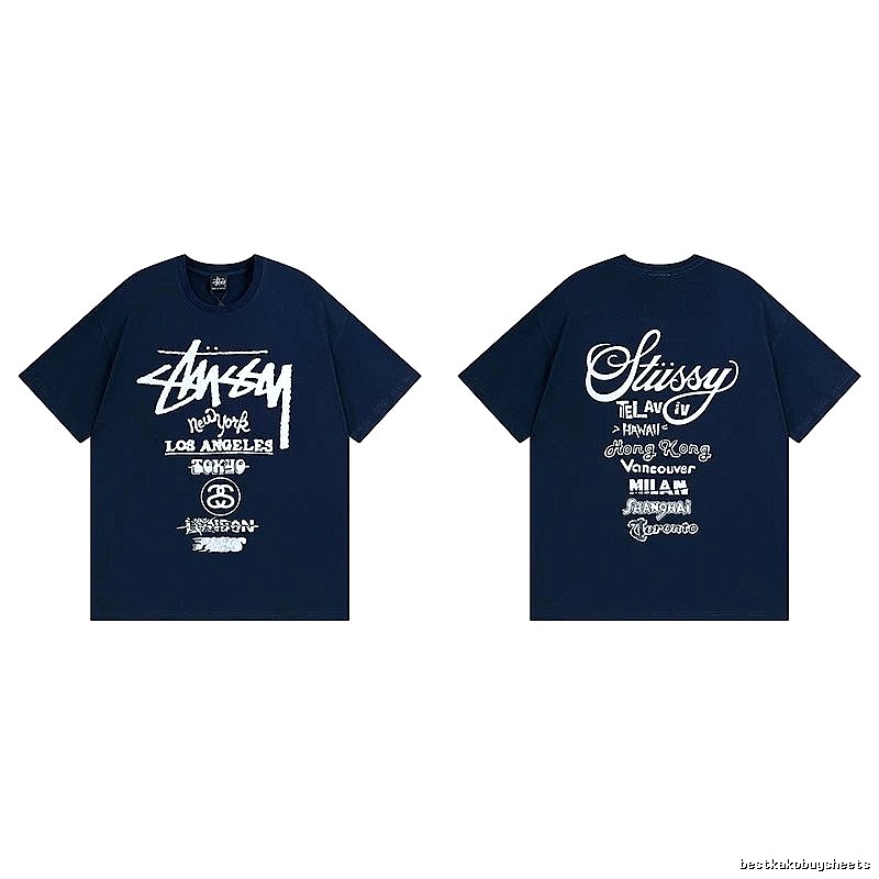 Stussy Simple Logo Finish Spider Graphic T-Shirt Minimal Look