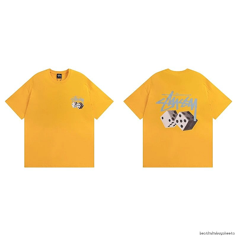 Stussy Yellow Spider Graphic T-Shirt Summer Styling Logo