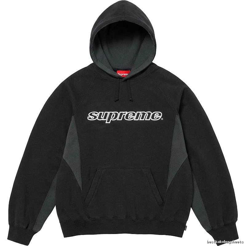 Supreme patchwork-style black hoodie