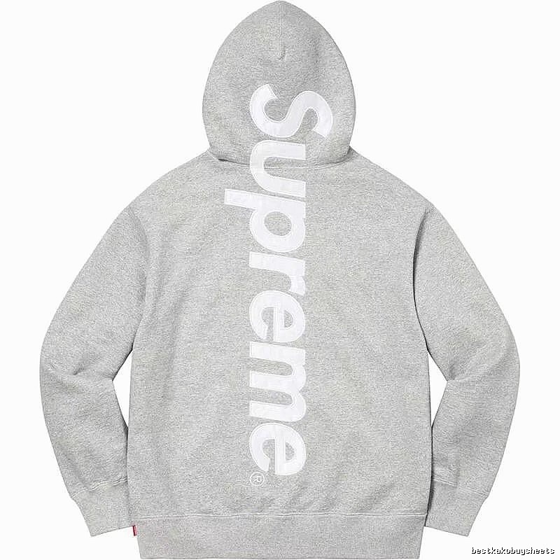 Supreme Relaxed Logo hoodie Gray Red Oversized with Designer-Inspired Detail