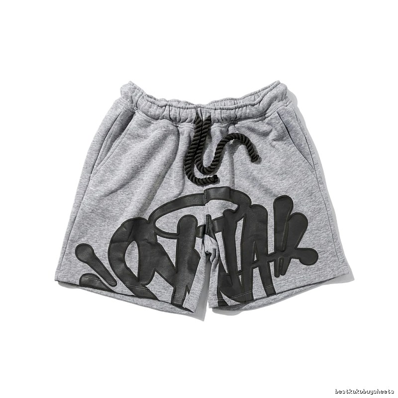 SynaWorld graffiti-style gray shorts