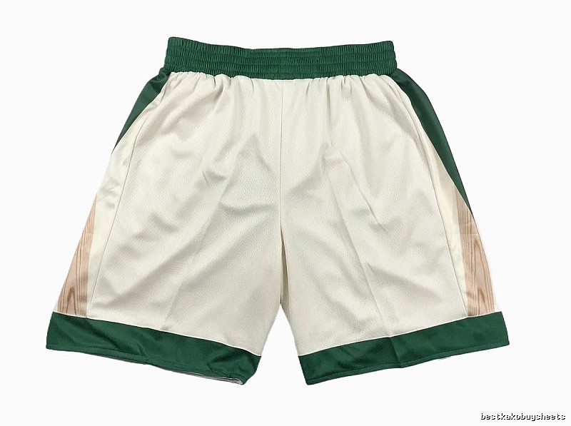 Tatum retro-style white and green shorts