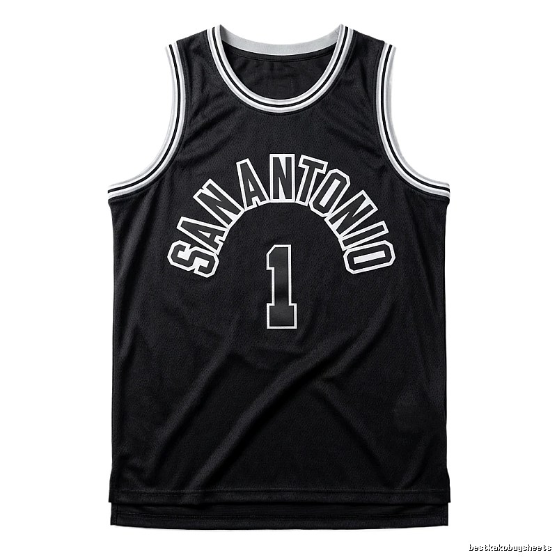 The black jersey of the San Antonio Spurs' Wembanyama style.