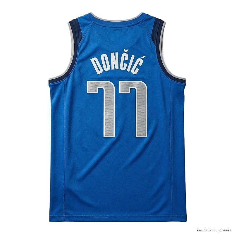 The blue basketball uniform of Luka Doncic of the Mavericks.