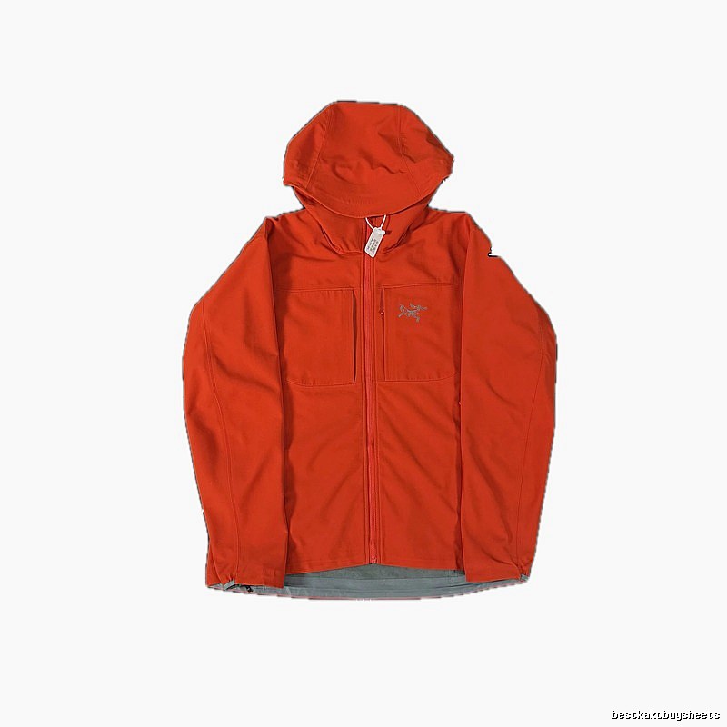 The imperial red of the Arc'teryx Alpha SV jacket