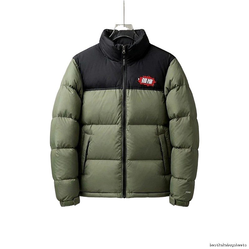 The North Face retro-style matcha green down jacket