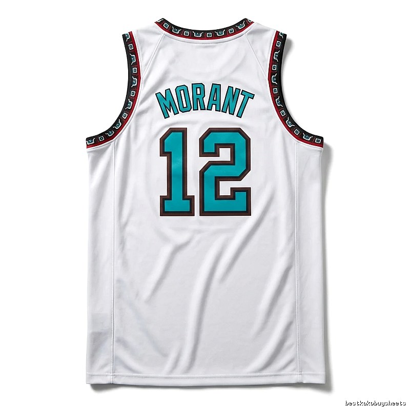 The white basketball uniform of Ja Morant of the Grizzlies.