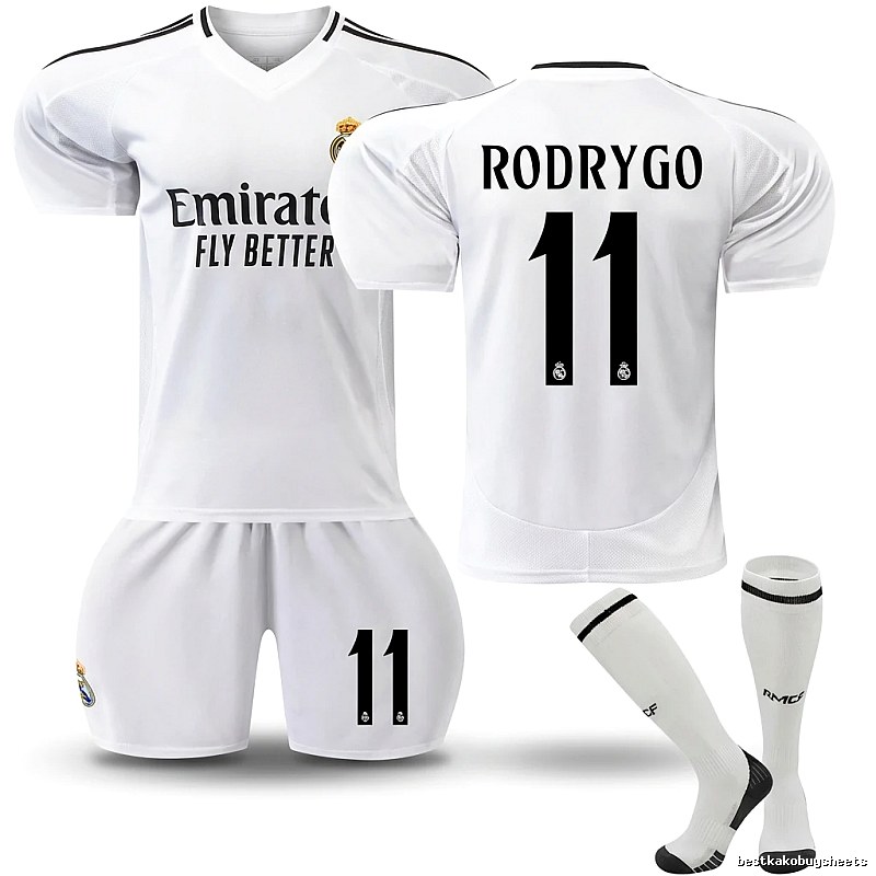 The white football jersey of the Real Madrid home field.