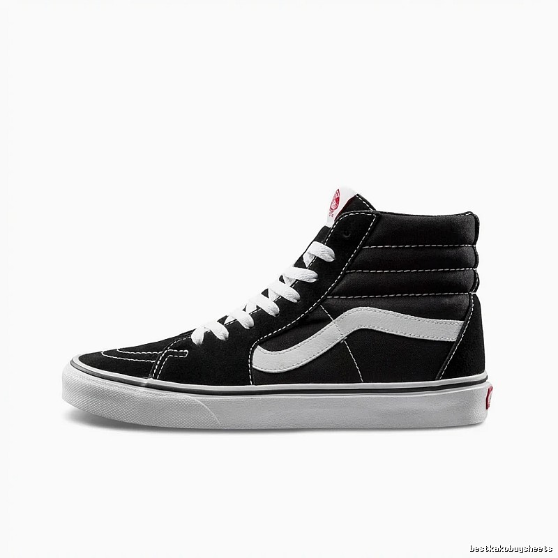 Vans classic high-top black and white canvas shoes.