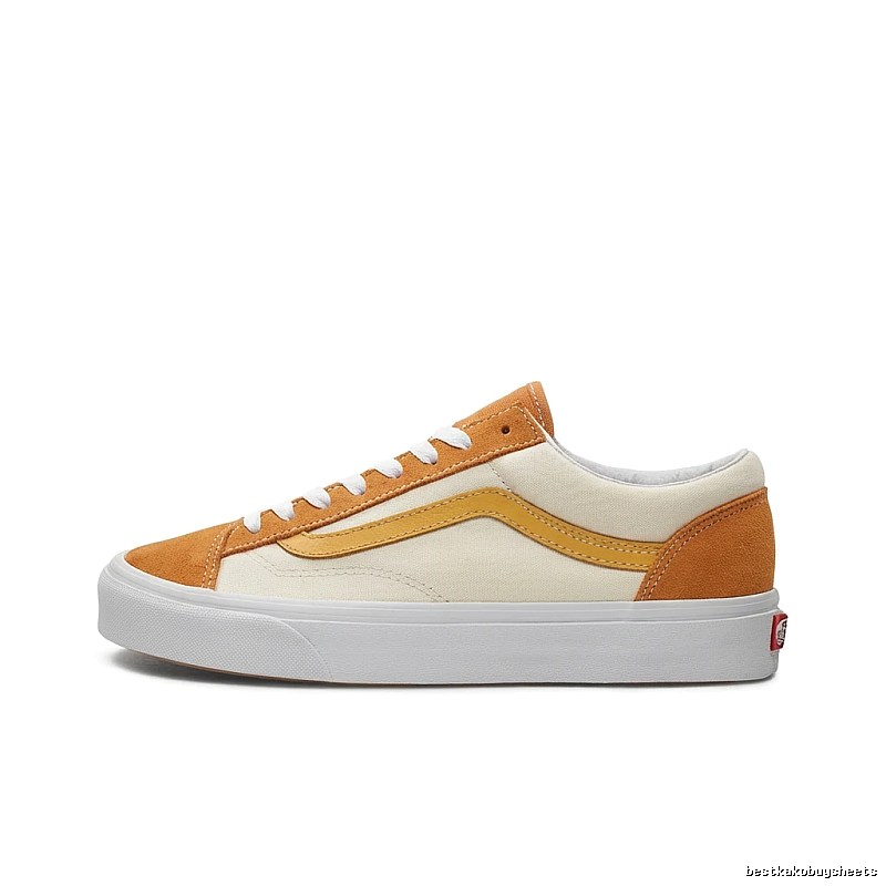 Vans classic retro orange and white shoes