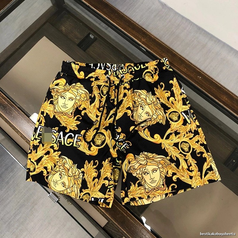 Versace Medusa Baroque Style Black and Gold Shorts