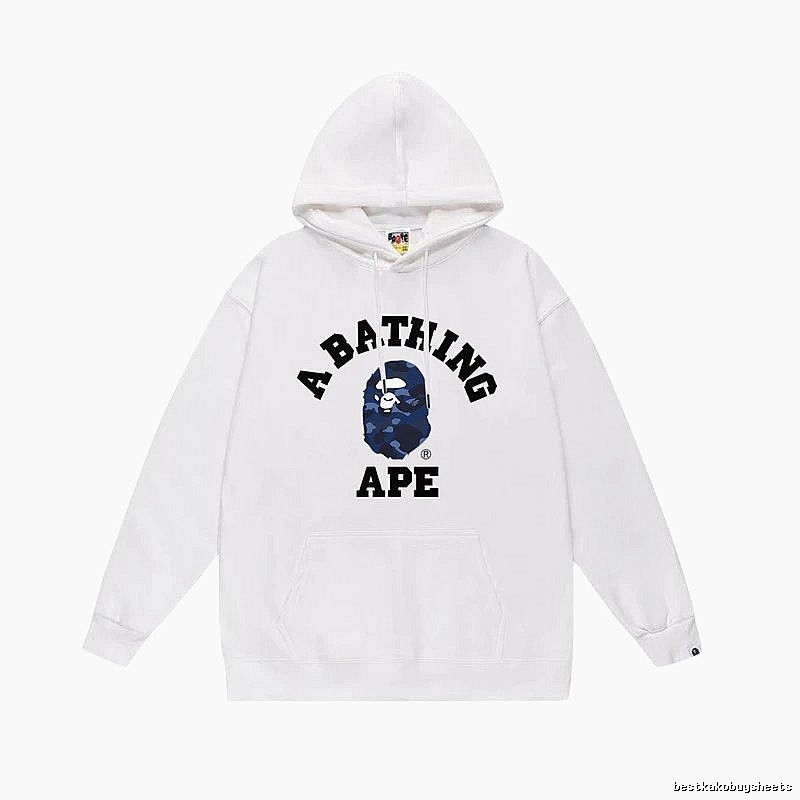 White hoodie with Bape Ape Head print
