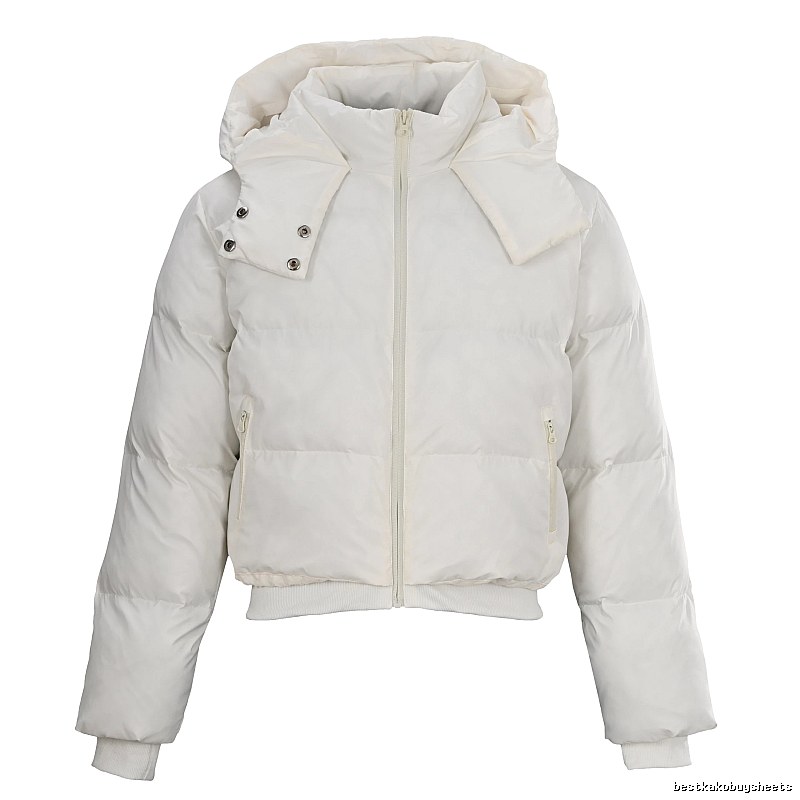 White Weekend Cropped Hooded Puffer