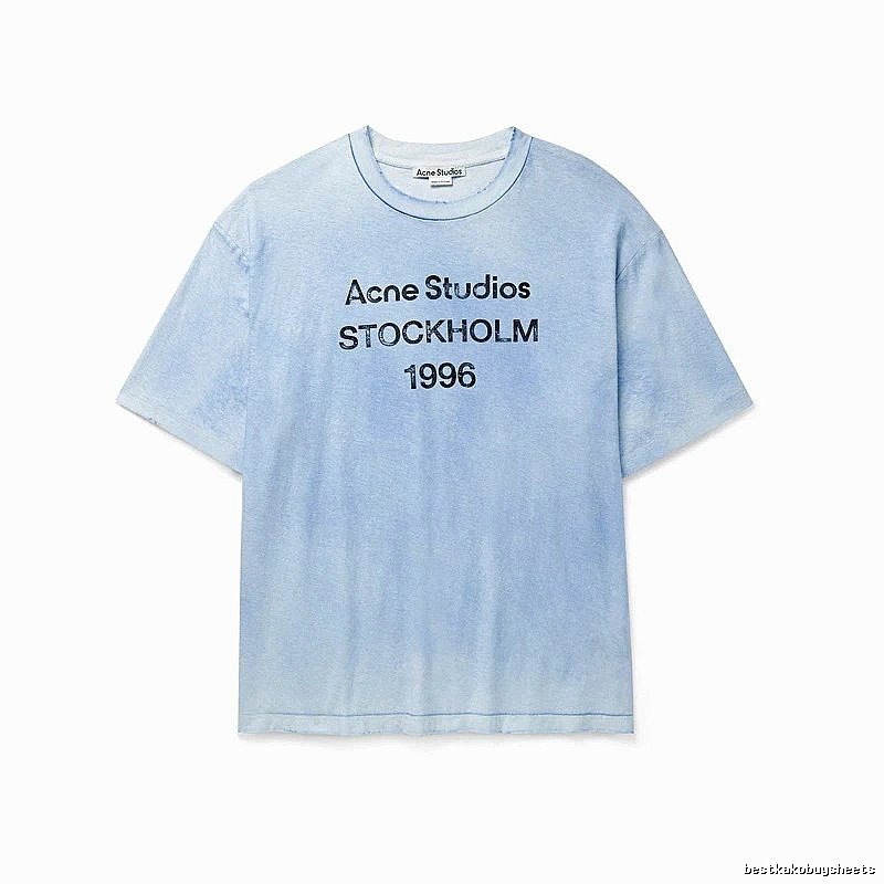 Acne Studios 2090-80 Deep Blue Style Ac908046 Stockholm Logo T-Shirt Casual Layering