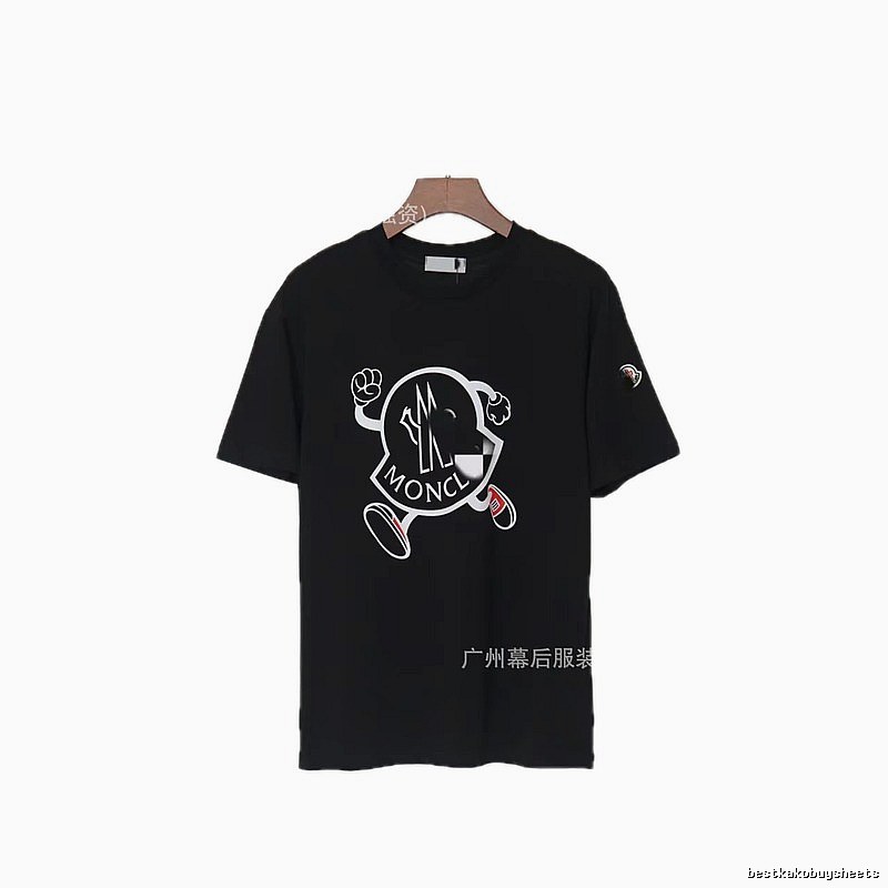 Moncler Trendy Black Cartoon Print Short-sleeved T-shirt