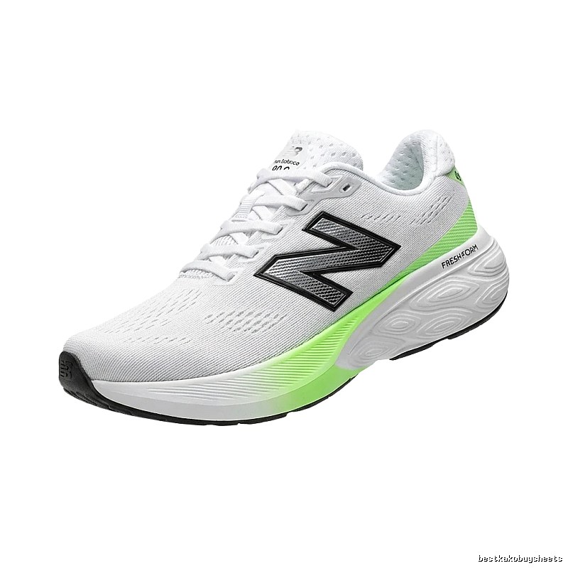 New Balance Fresh Foam Trendy White and Green Athletic Shoes