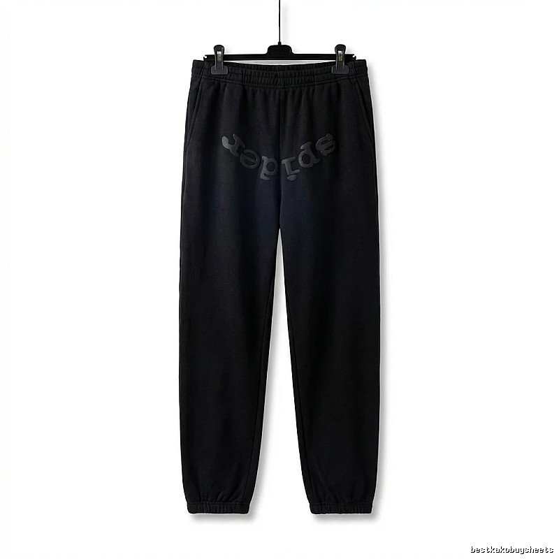 Sp5der Letter Trendy brand Black Sweatpants