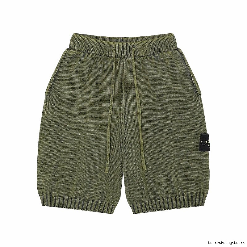 Stone Island Knit Techwear Style Military Green Shorts