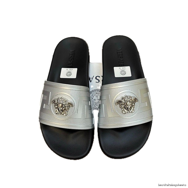 Versace Medusa Luxury Trendy Silver & Black Slides